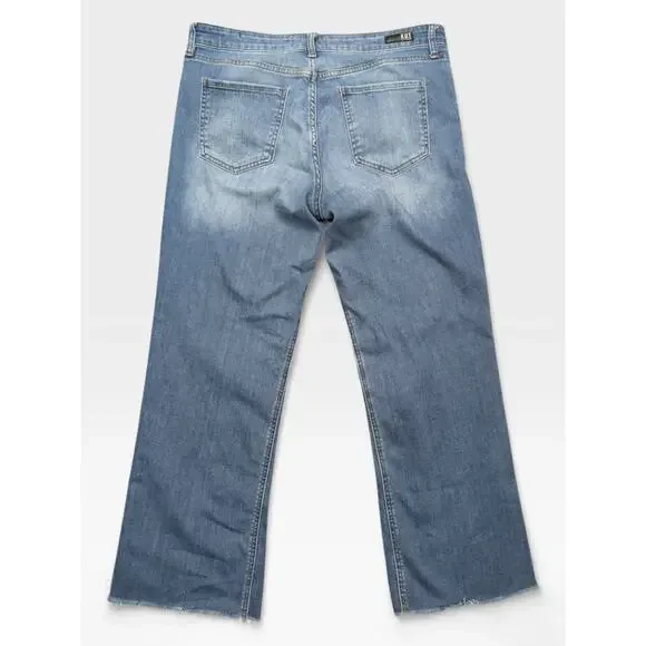 KUT from the Kloth High Rise Raw Hem Straight Leg Jeans - Size 14 - Picture 2 of 4